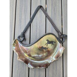 Western Wall Hanging Horses Braided Leather Strap 21.5"Gorgeous Finish